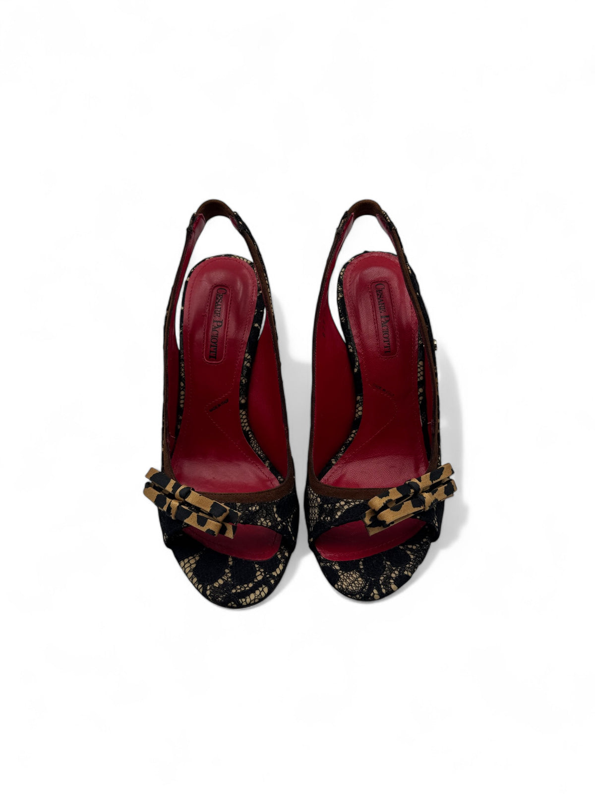 Cesare Paciotti - escarpin rouge dentelle  T35
