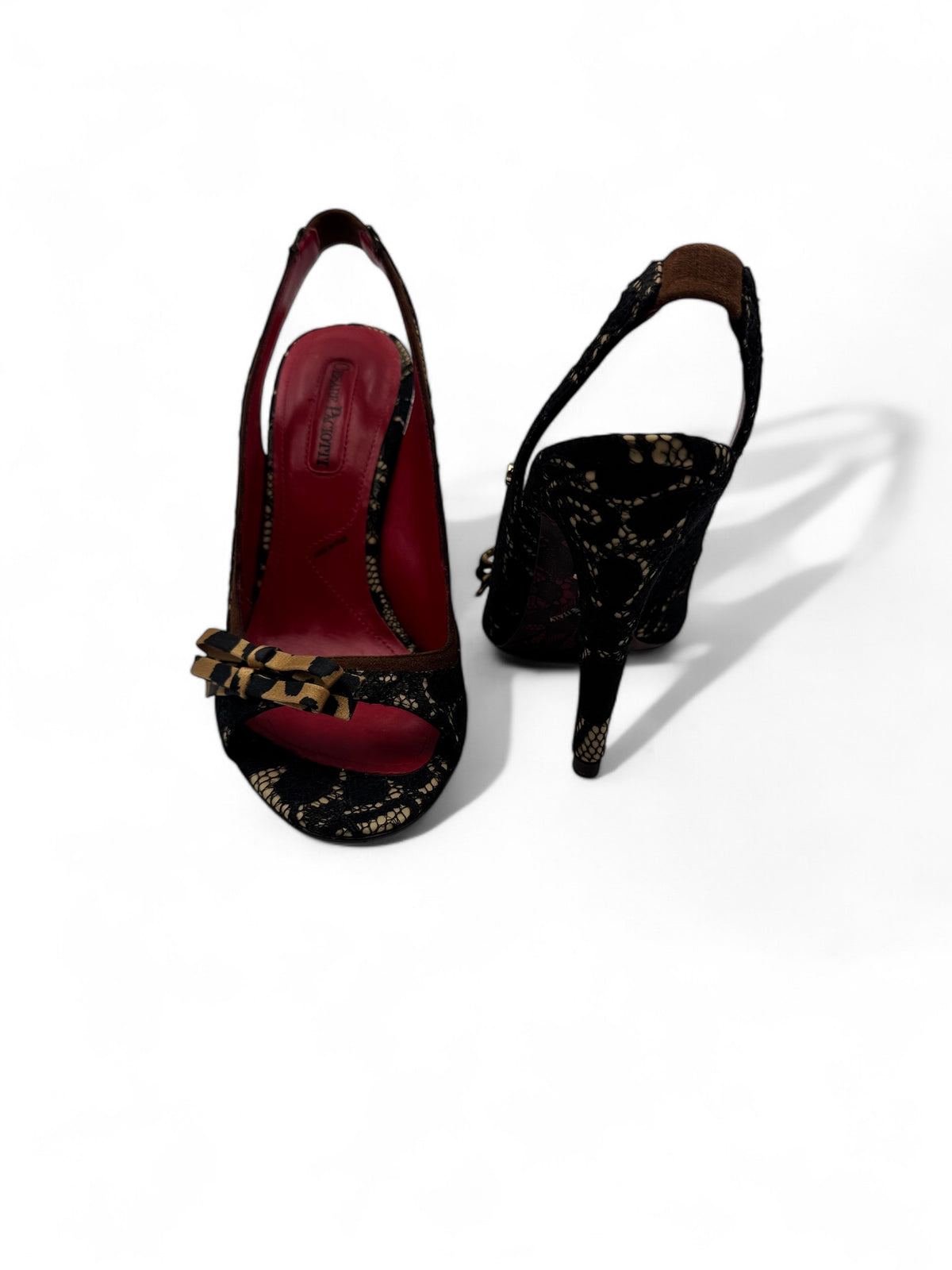 Cesare Paciotti - escarpin rouge dentelle  T35