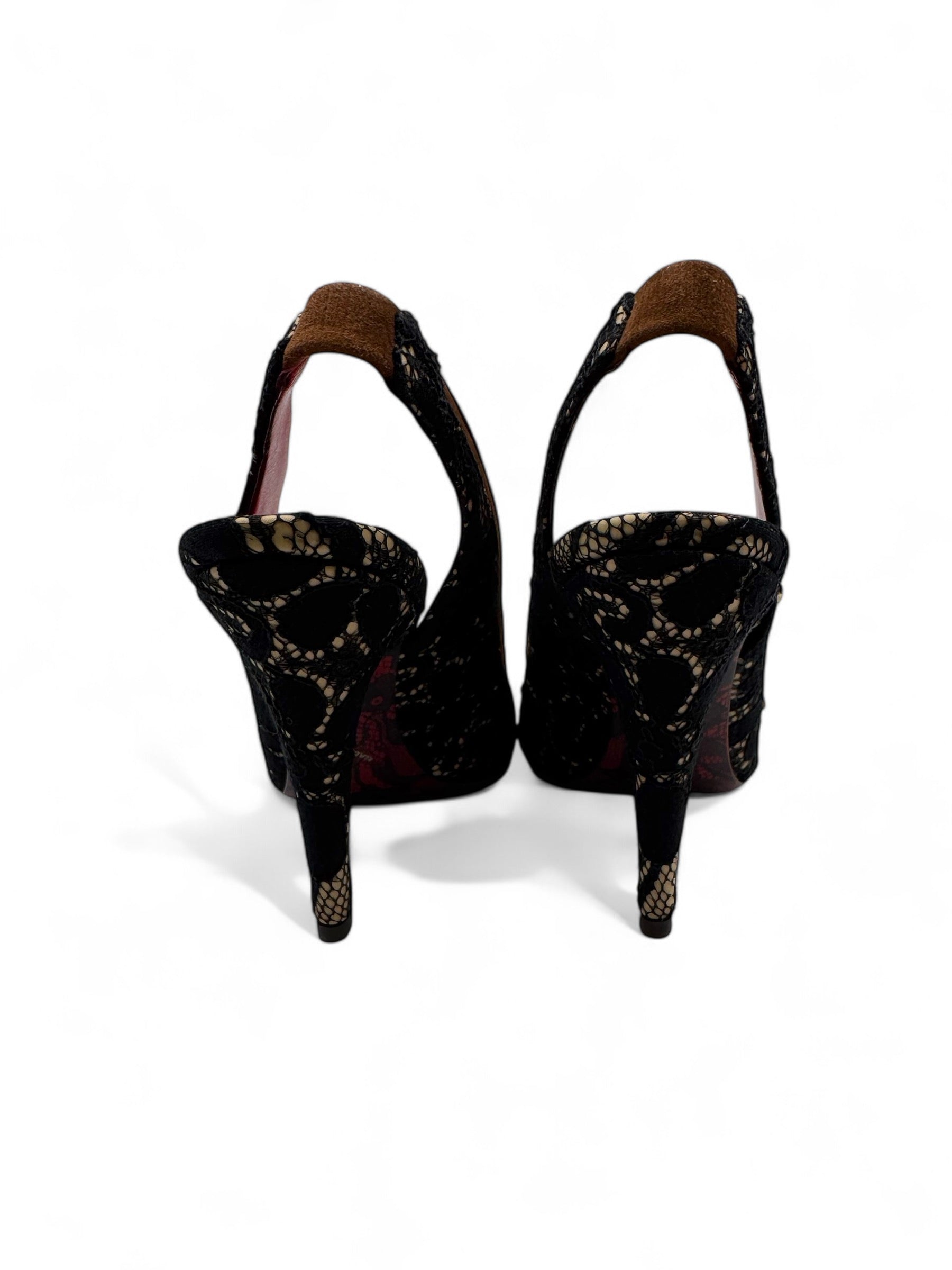 Cesare Paciotti - escarpin rouge dentelle  T35