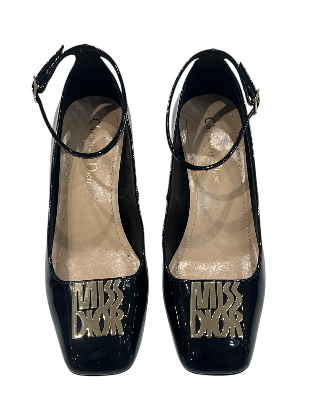 Dior - chaussures babies cuir vernis noir miss Dior t36,5