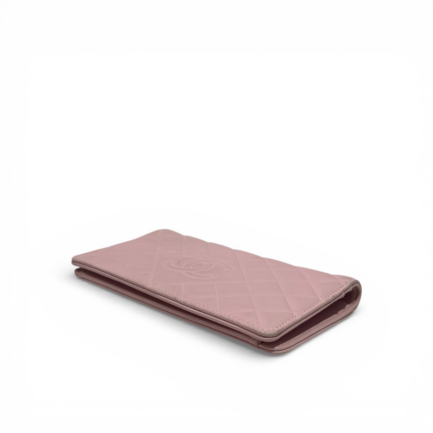 Chanel - Portefeuille cuir rose mat