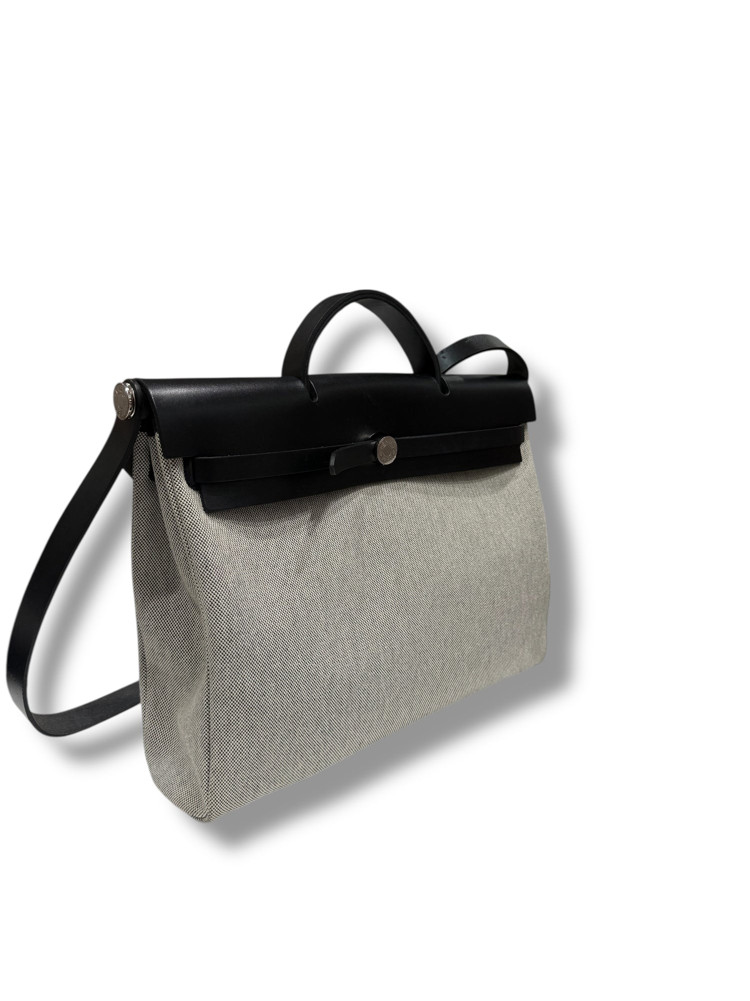 Hermès- Sac Herbag 39 Écru et noir