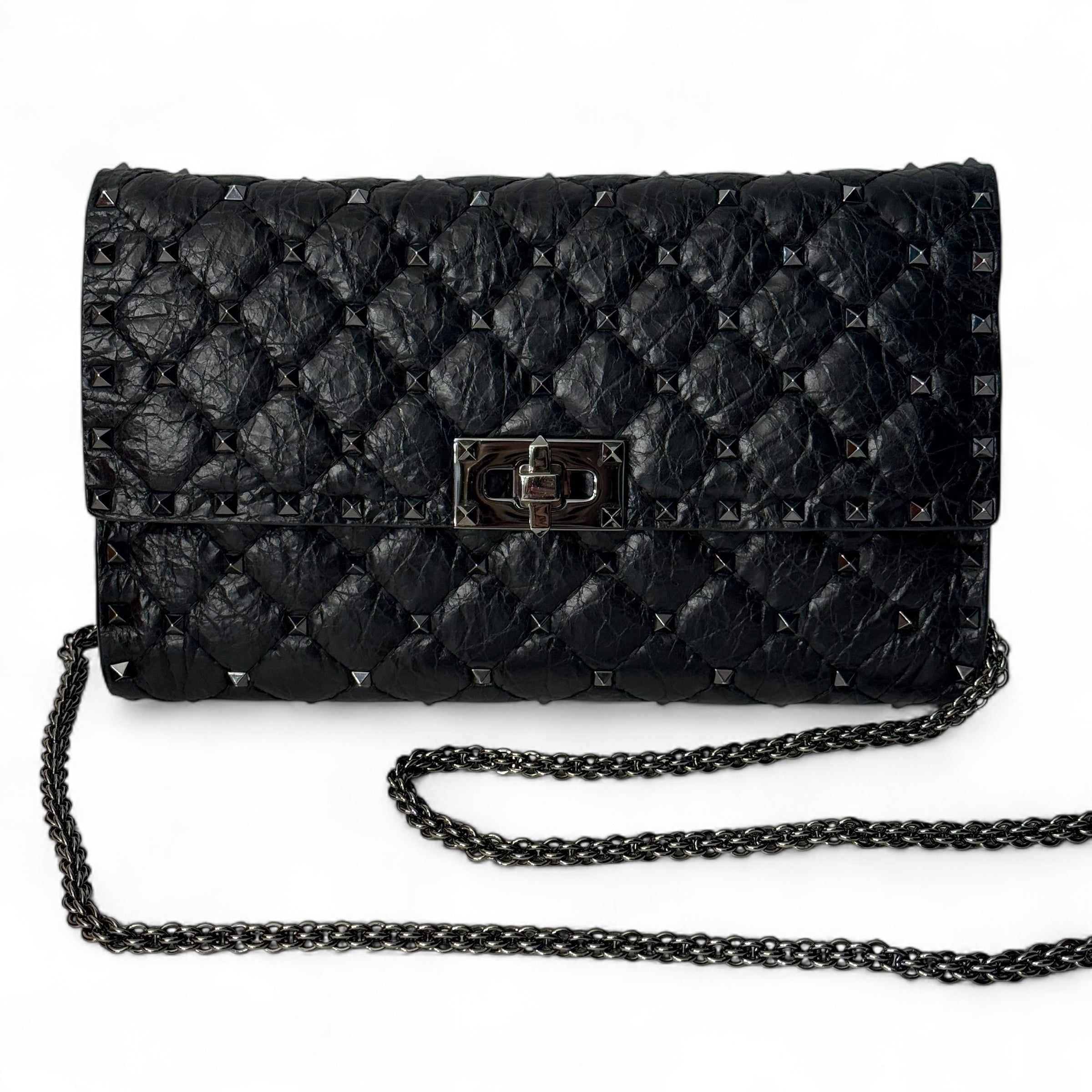 Valentino - Black Rockstud crossbody clutch