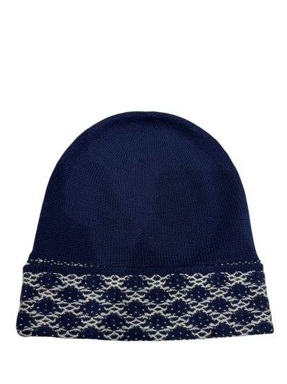 Chanel - Bonnet en cachemire bleu et blanc