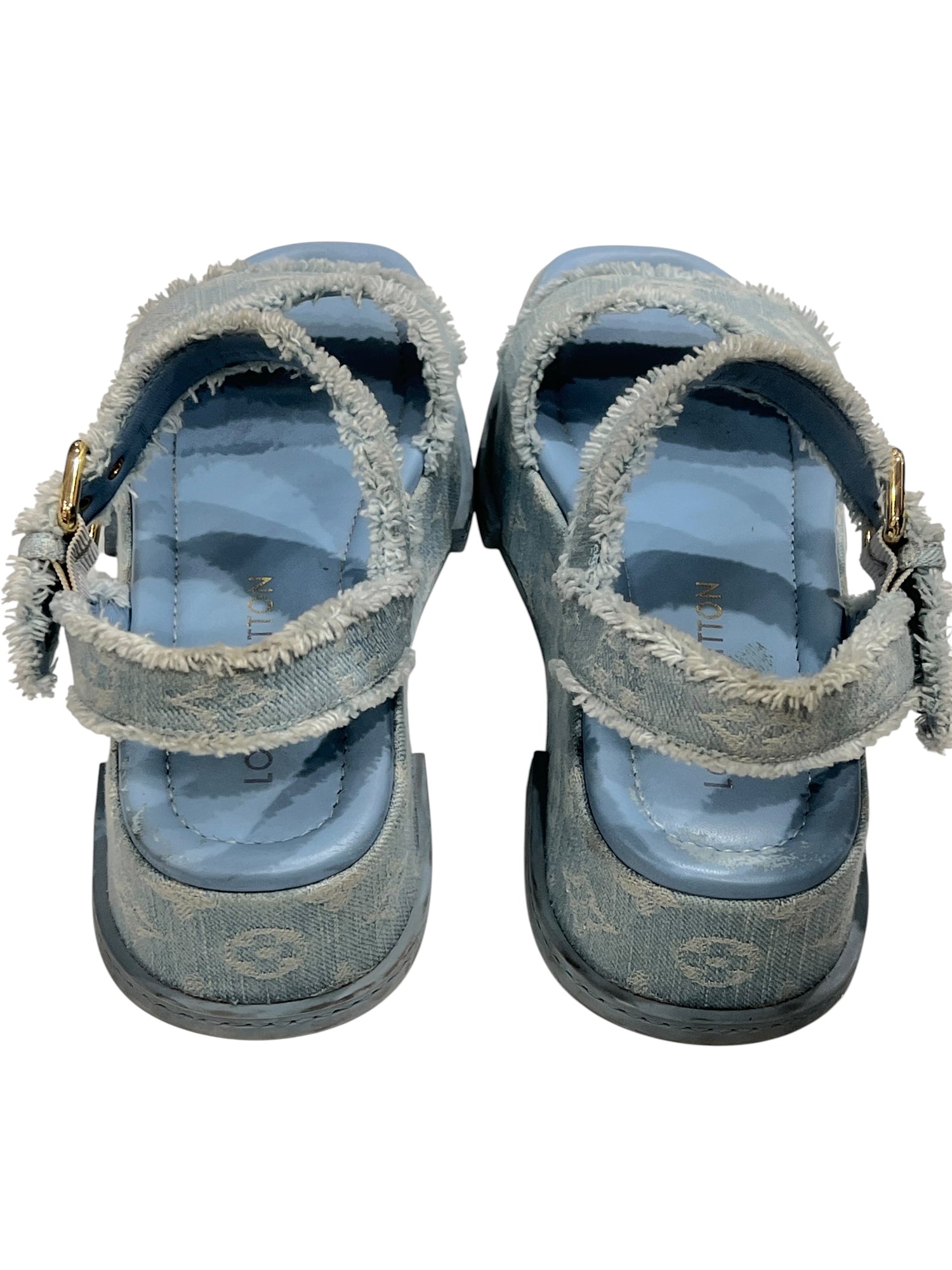 Louis Vuitton - sandales compensées naya denim T38