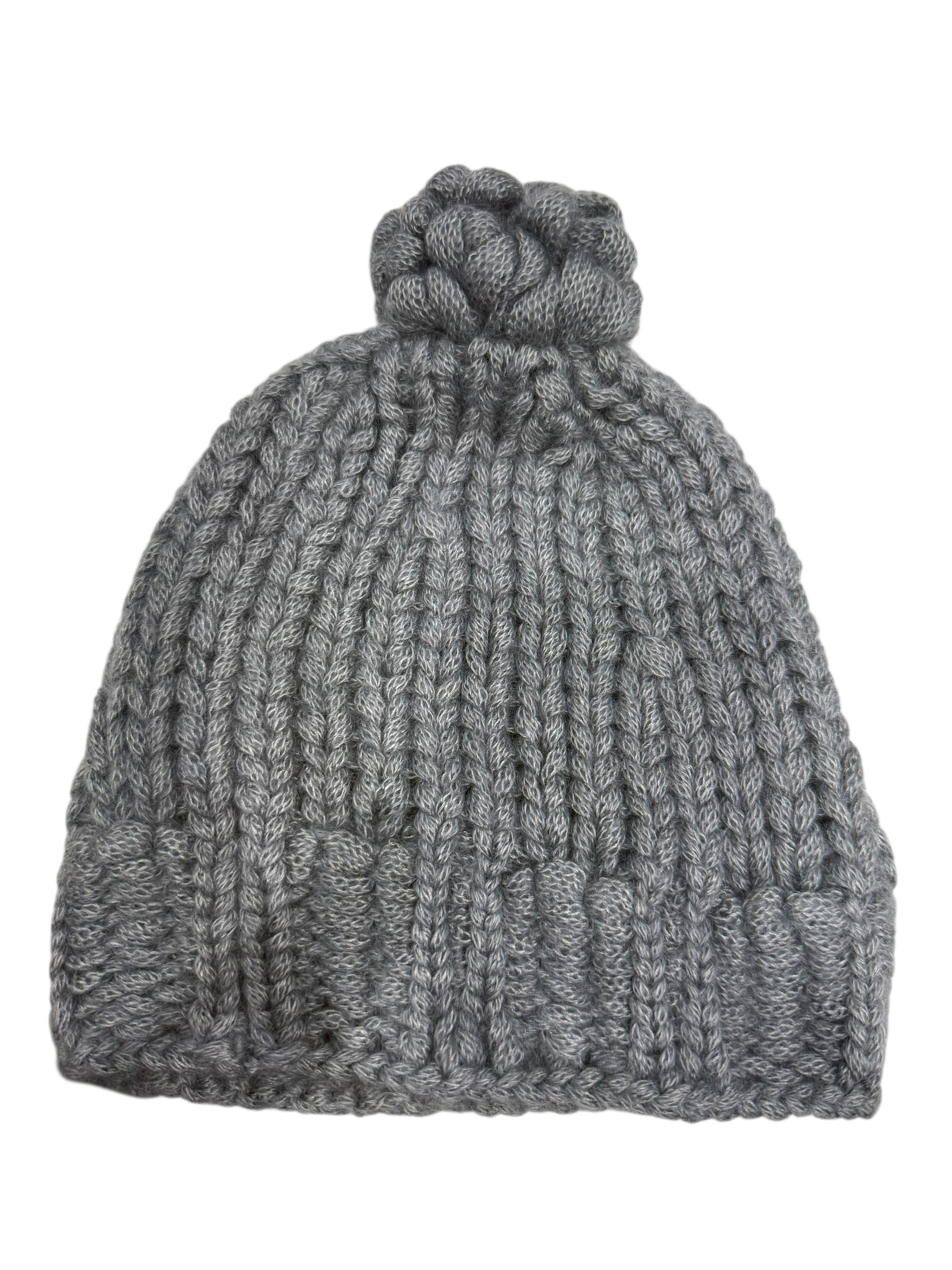 Chanel - Berretto a maglia grossa con pompon grigio in mohair TM