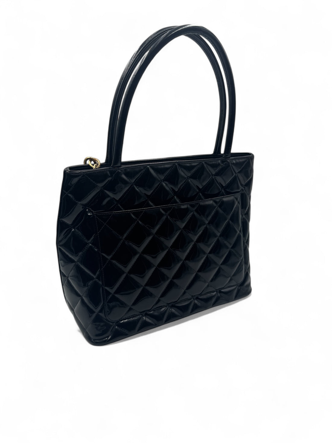 Chanel - Black patent leather Medallion tote bag