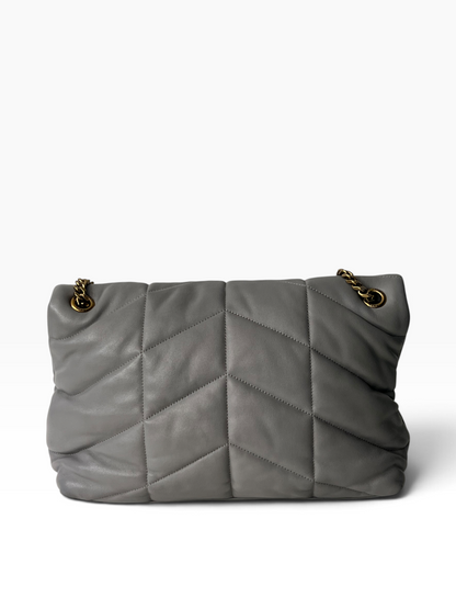 Saint Laurent - sac Loulou puffer large cuir gris