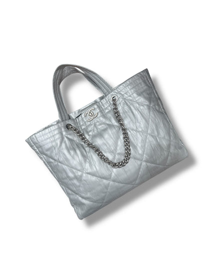 Chanel - Sac cabas Maxi 19 Argenté