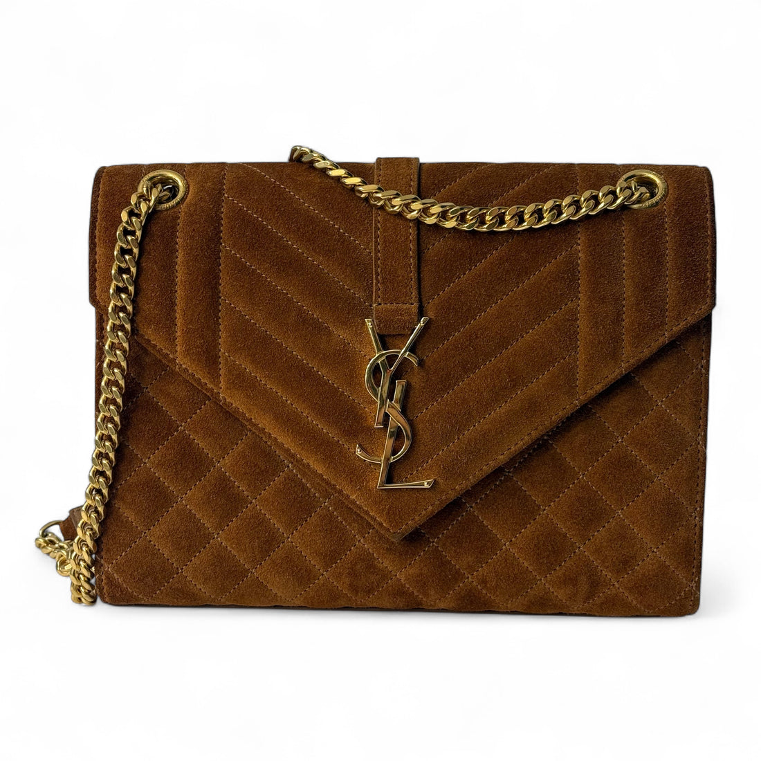Saint Laurent - Sac à main enveloppe camel
