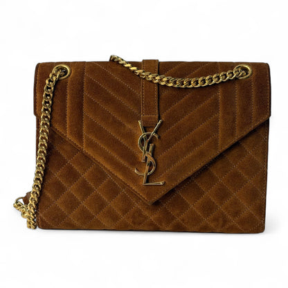 Saint Laurent - Sac à main enveloppe camel