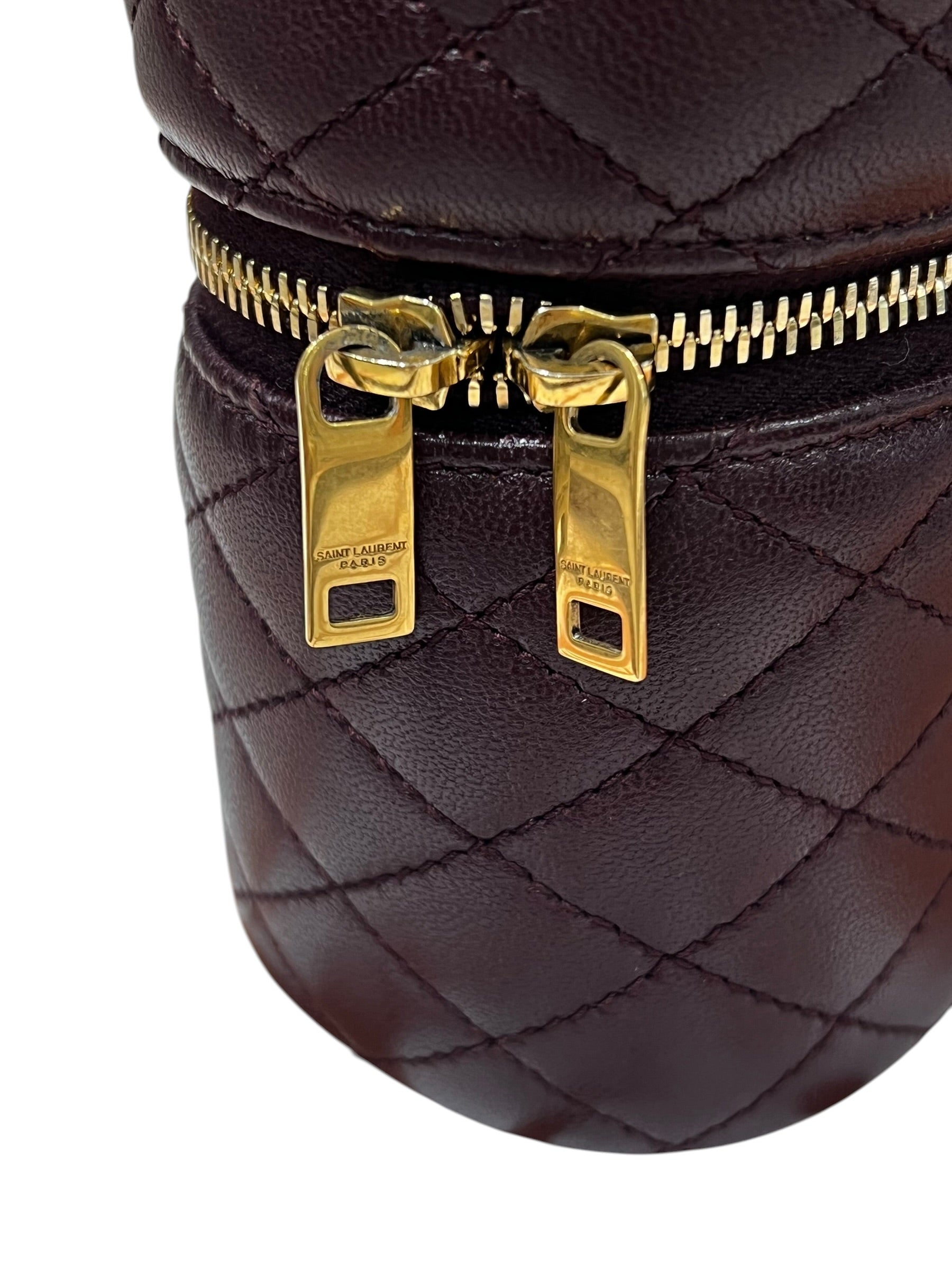 Saint Laurent - Borsa vanity Gaby in pelle bordeaux