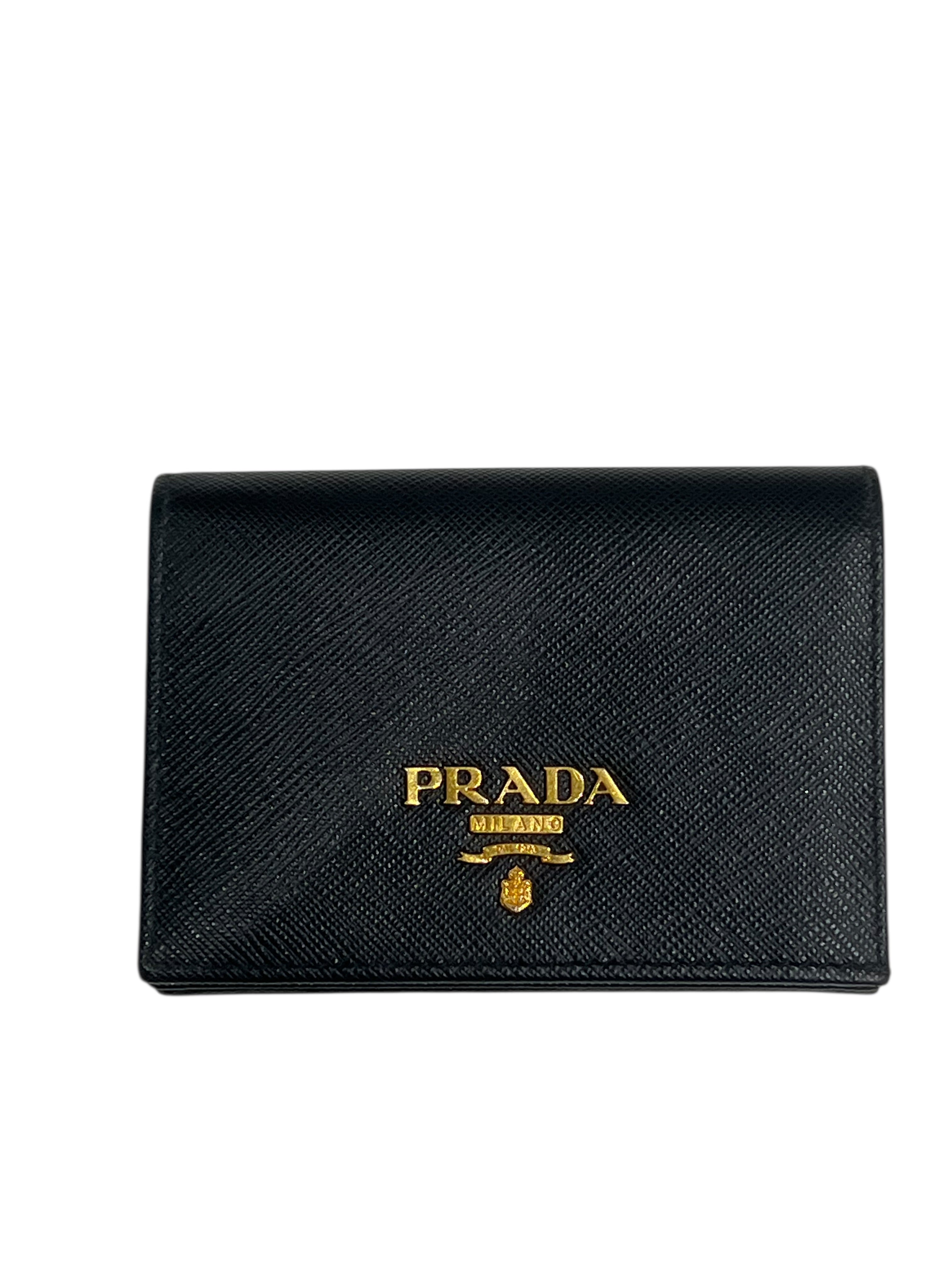 PRADA - porte monnaie cuir saffiano noir