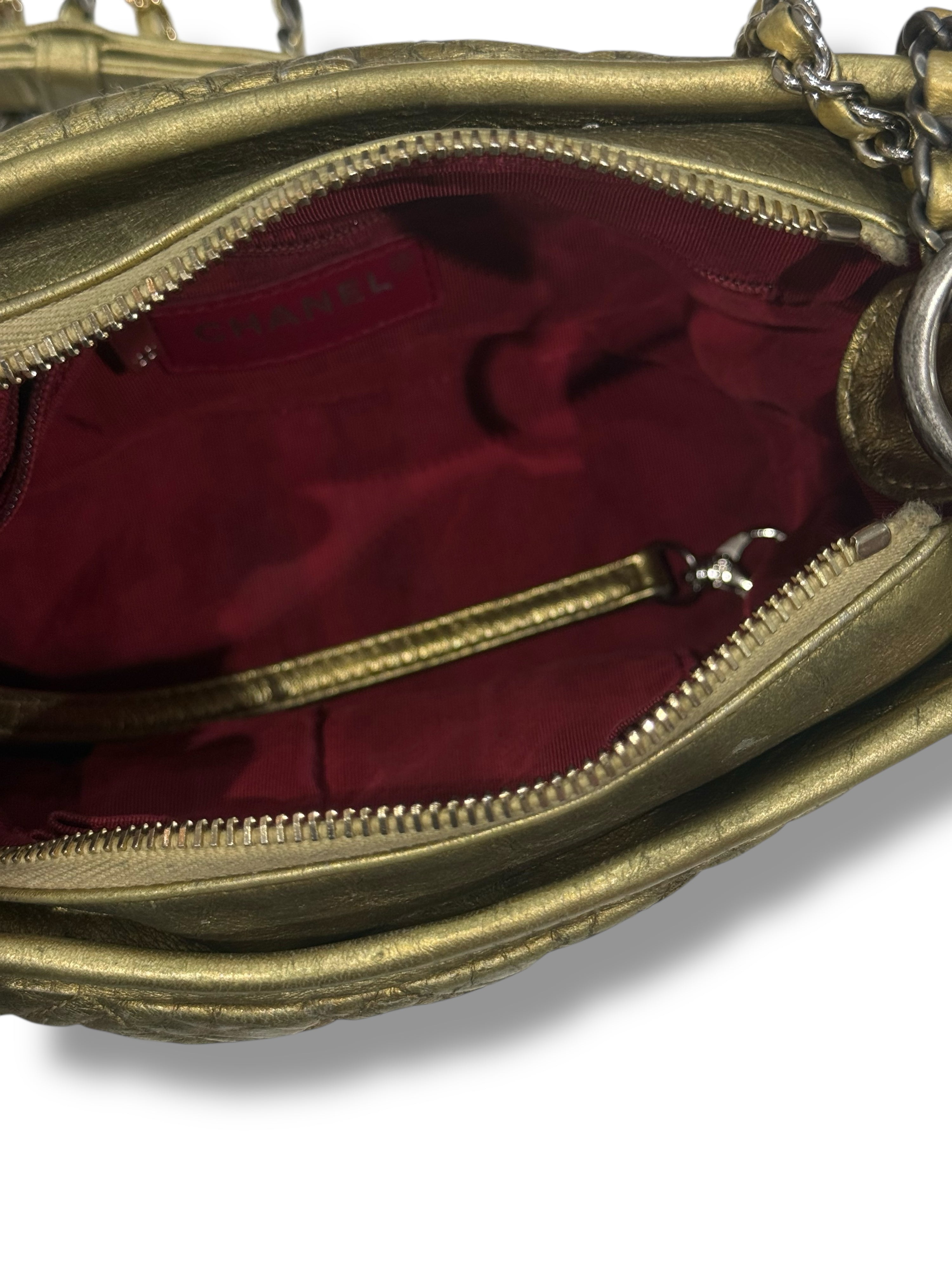 Chanel - Mini Gabrielle bag in quilted matte gold