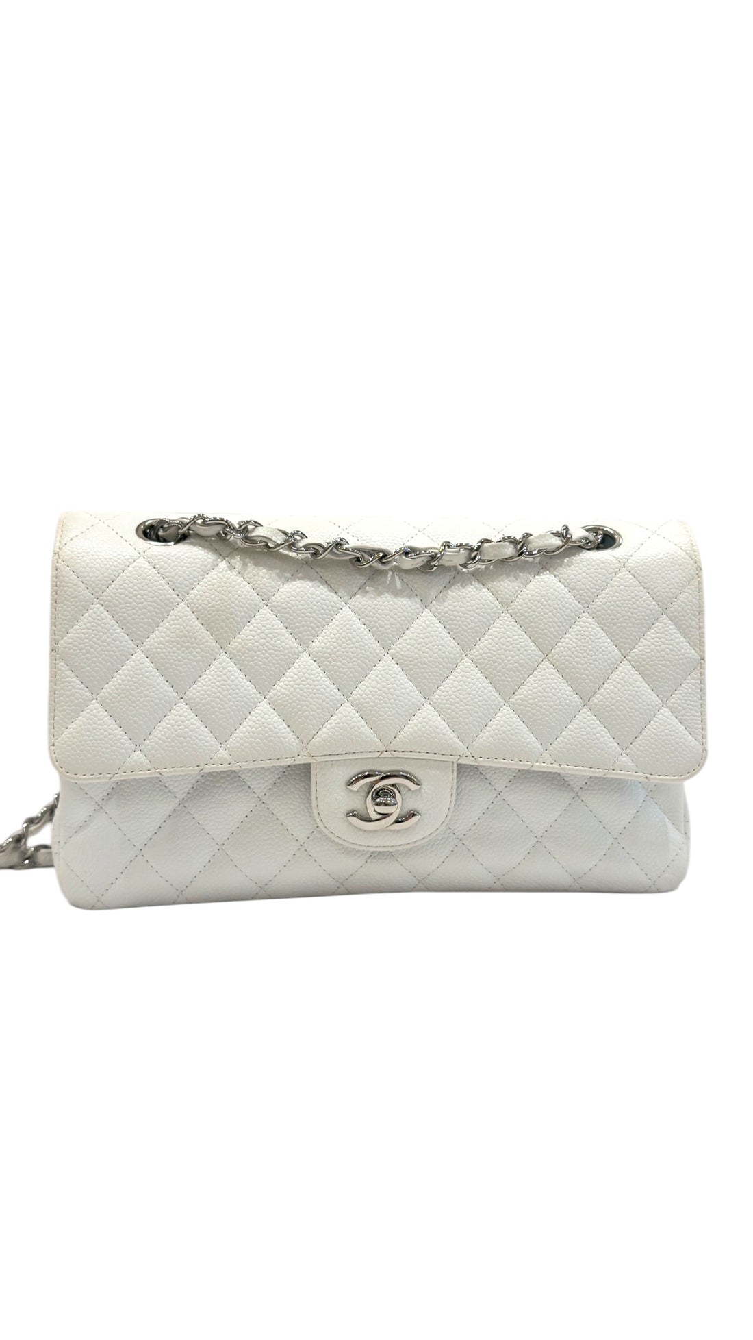 Chanel - Sac Timeless Moyen blanc caviar