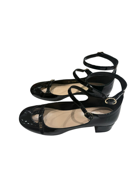 Christian Dior – Babies Aimé T36 ½ En Cuir Vernis Noir | Les Folies d&