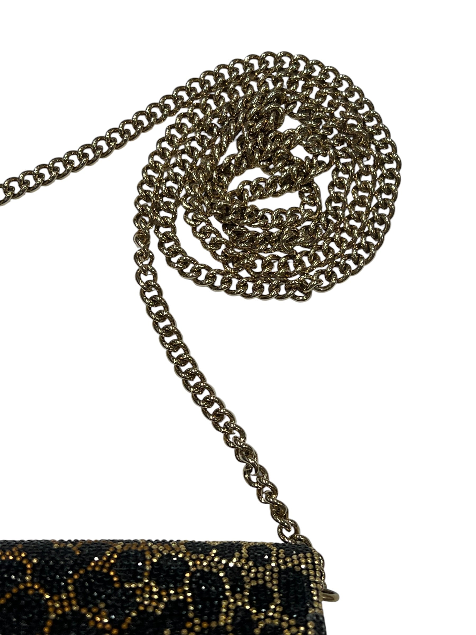 Dolce gabbana - pochette sur chaîne strass léopard