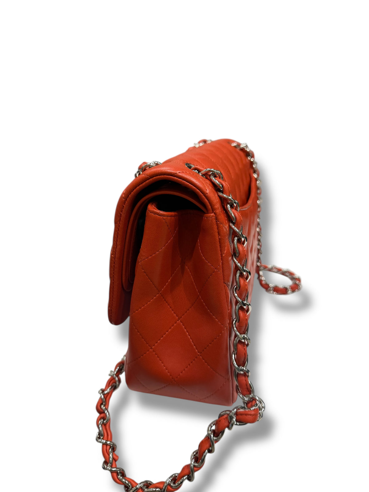 Chanel - Jumbo-Tasche aus rot-orangefarbenem Leder