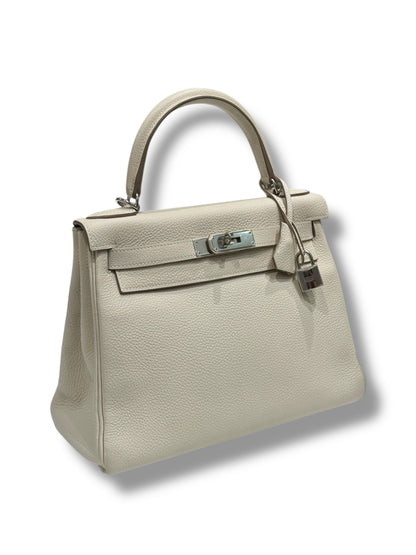 Hermès - Sac Kelly 28 Béton PHW