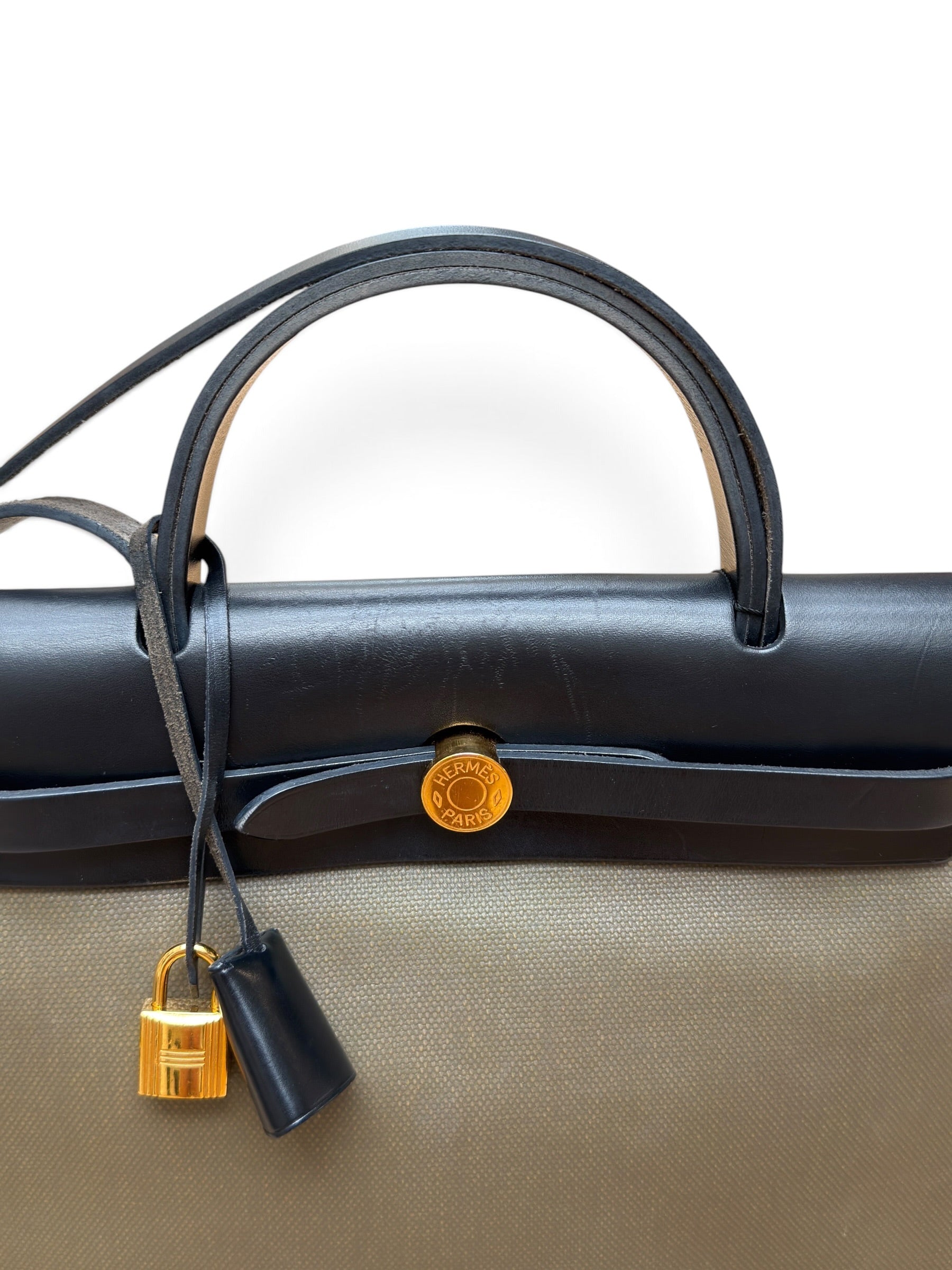 Hermès - Sac Herbag 31 Kaki et Noir
