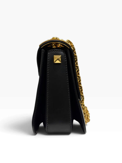 Valentino - Sac B-Rockstud Flap en cuir de veau noir