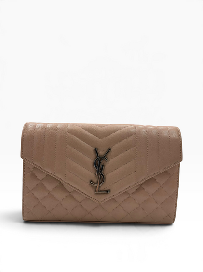 Saint Laurent - Sac Wallet Enveloppe Beige