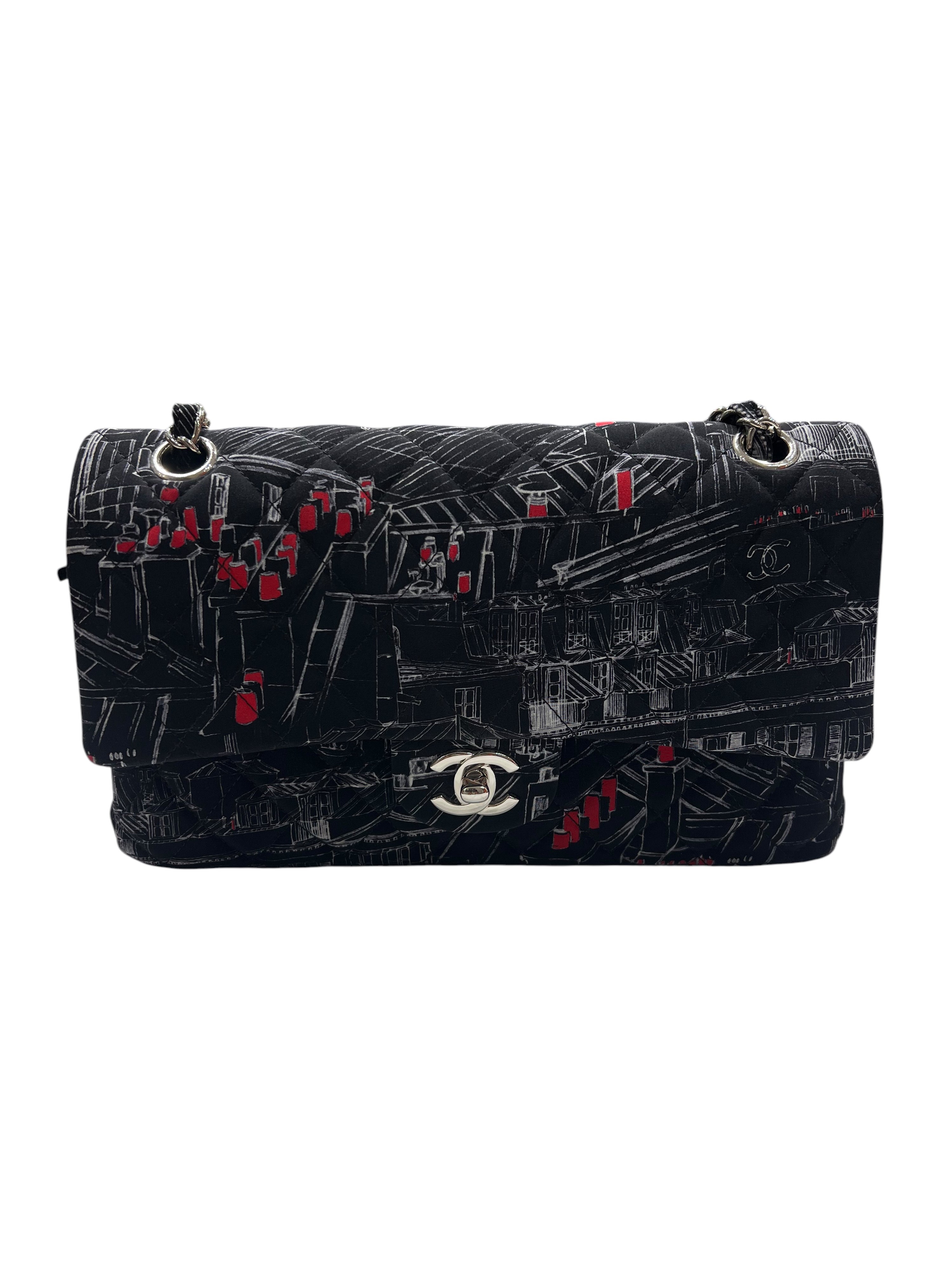 Chanel - borsa Timeless classica media Parisian Rooftop in cotone
