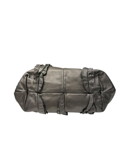 Prada - Sac cabas Canapa froncés gris métallisé