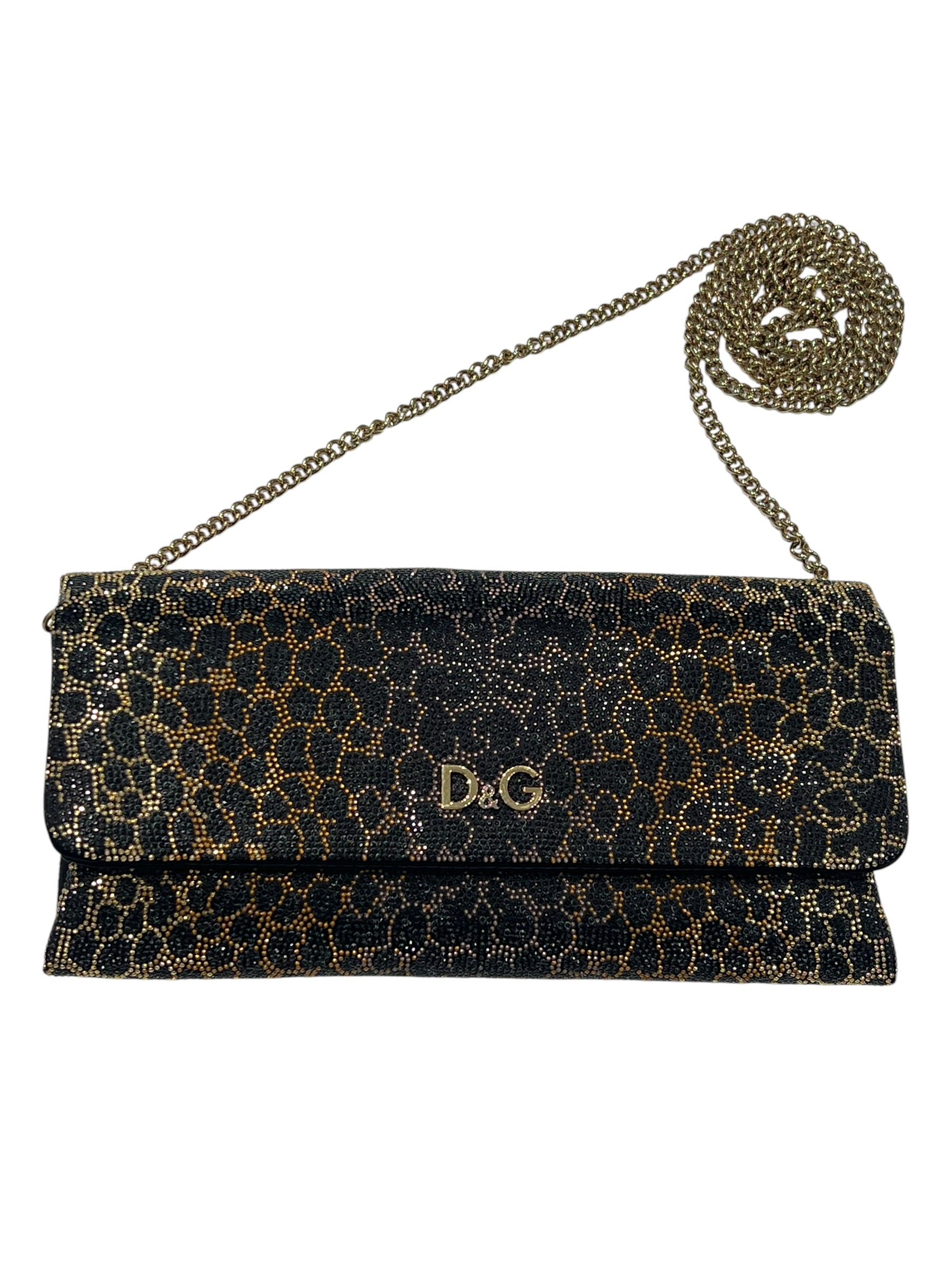 Dolce gabbana - pochette sur chaîne strass léopard