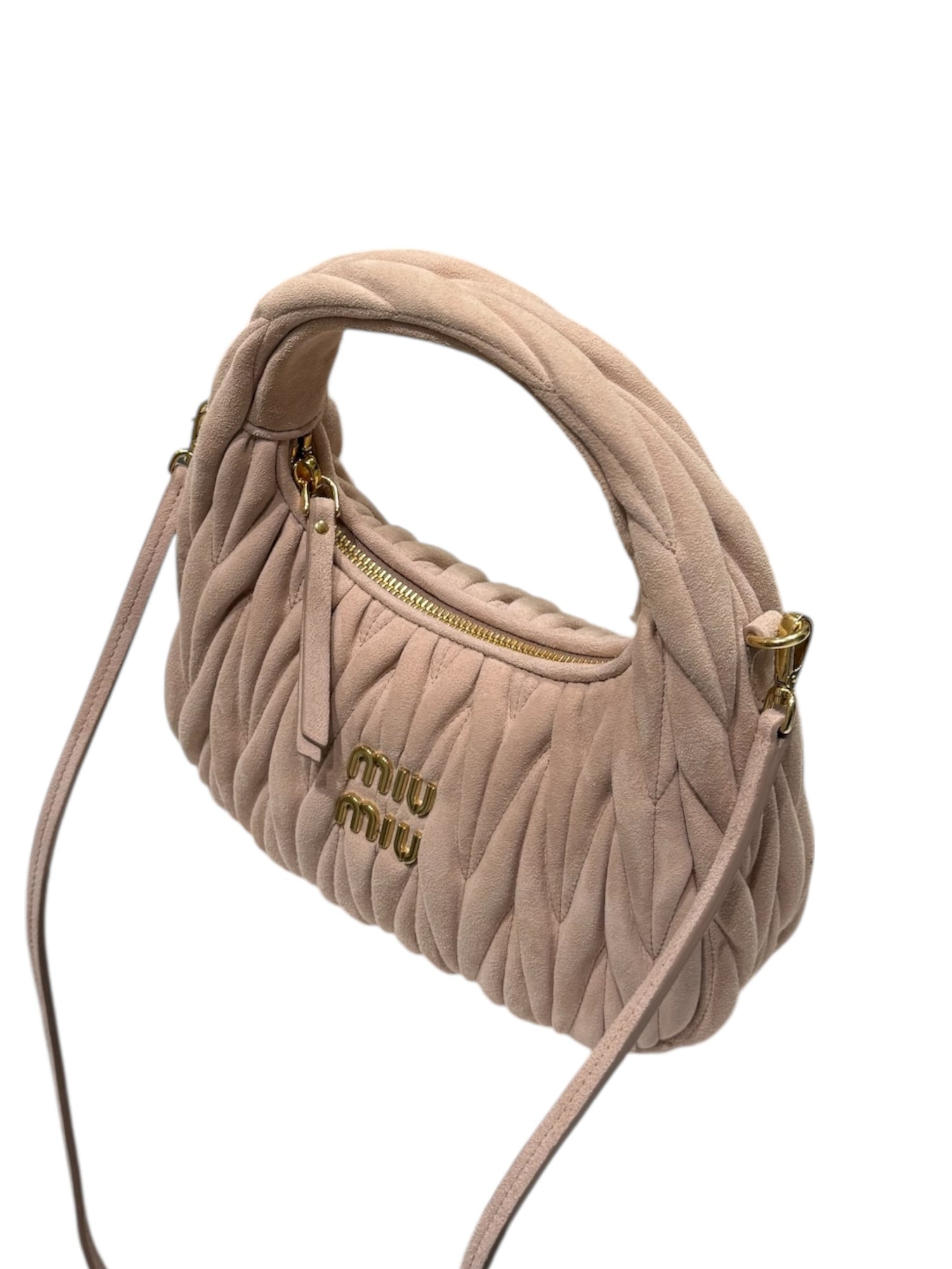 Miu Miu - Sac Wander daim rose nappa matelassé