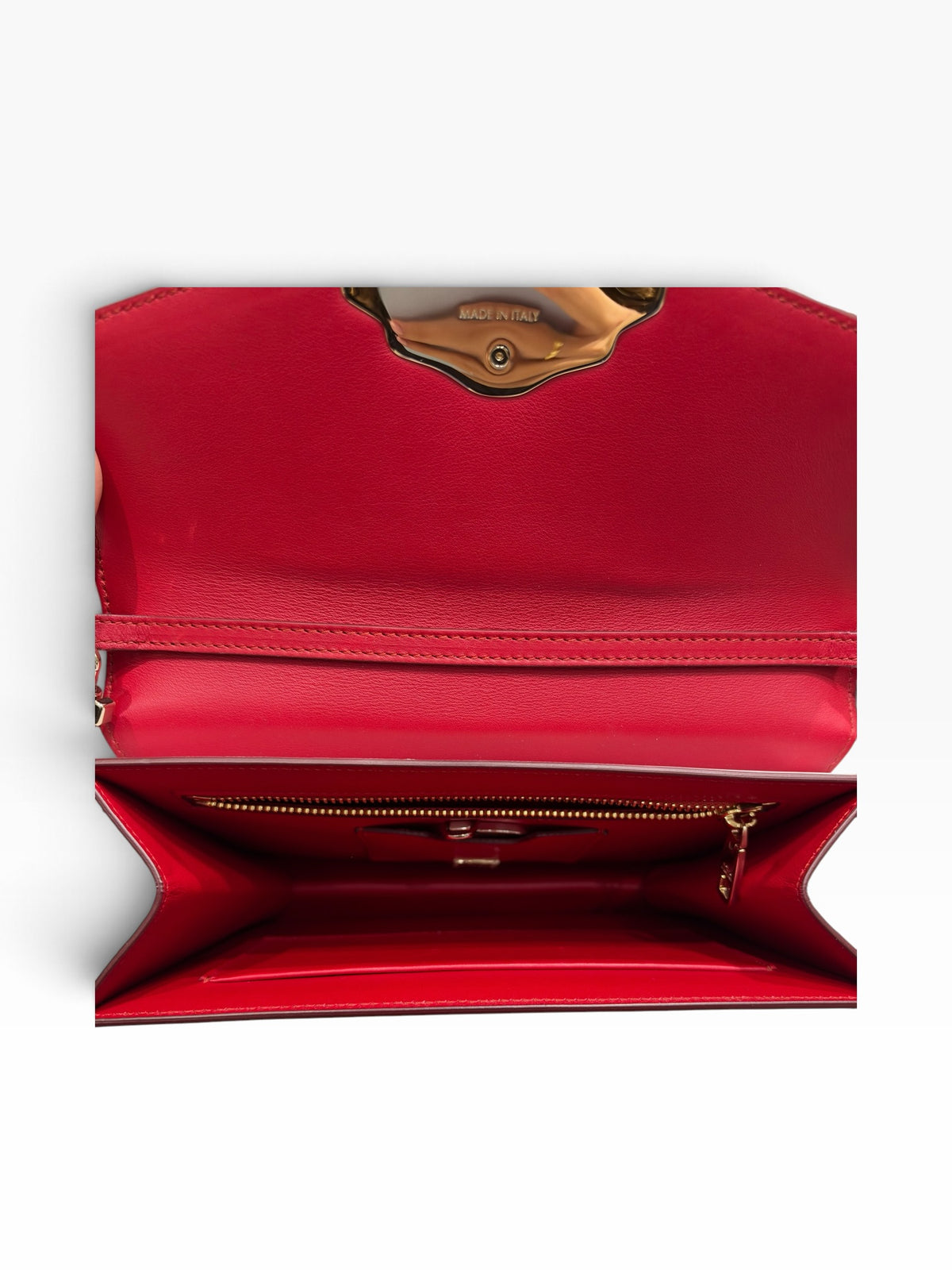 Dolce Gabbana - Blue and white Lucia bag with red python flap