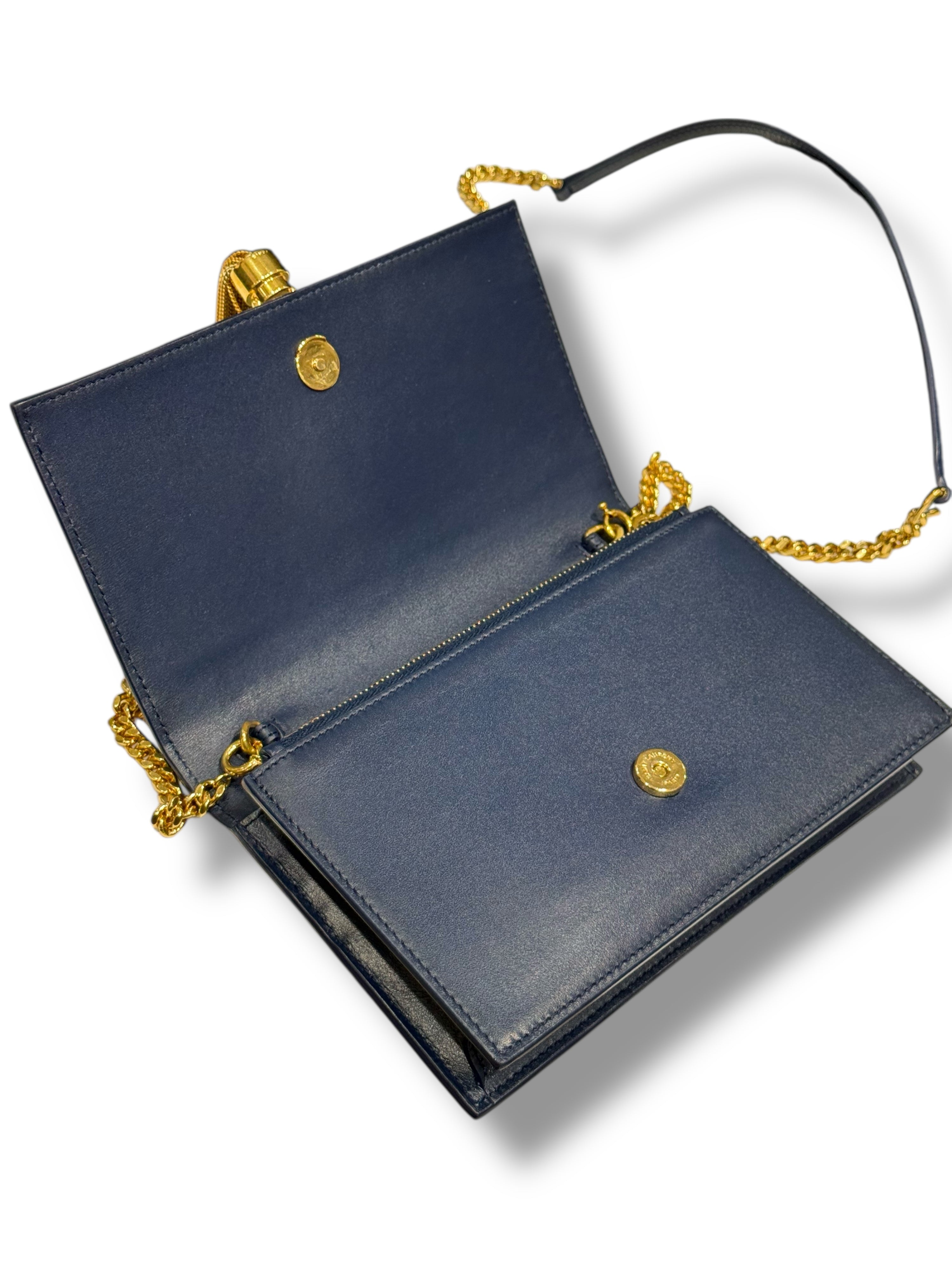 Saint Laurent - Borsa Wallet on Chain Kate Bleu Navy