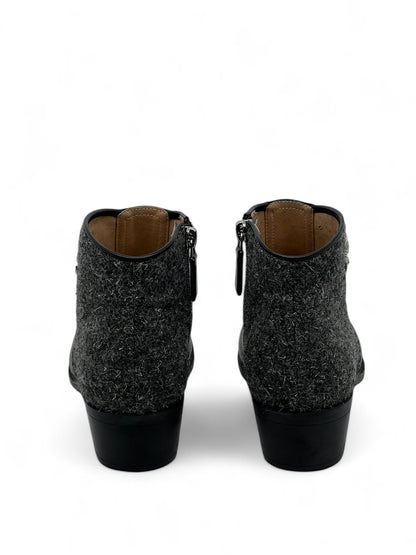 Chanel - Bottines tweed et cuir T36