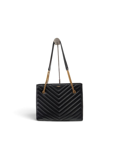 Saint Laurent - Sac cabas Tribeca en cuir grainé noir