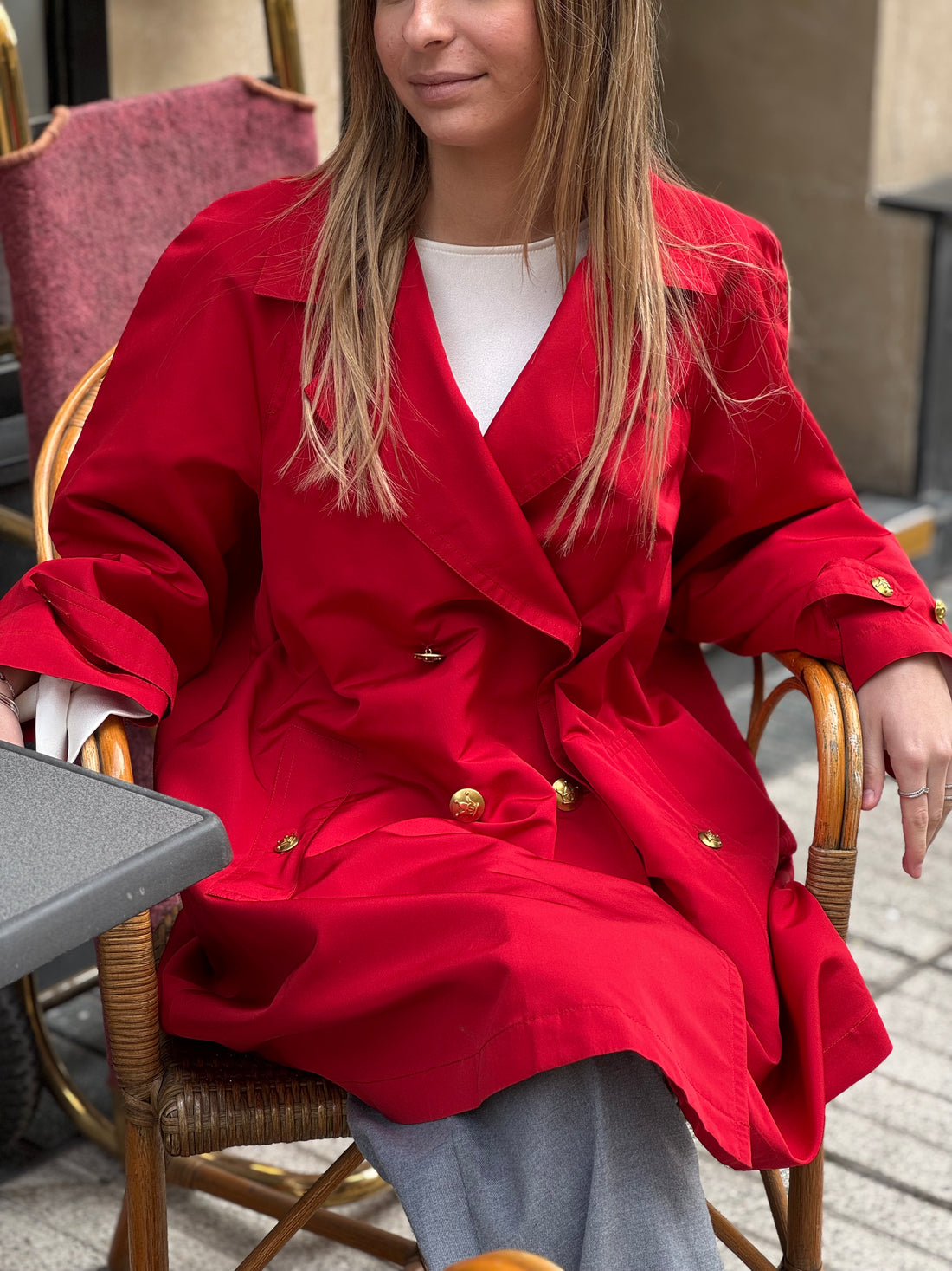 Chanel - Trench rosso in seta