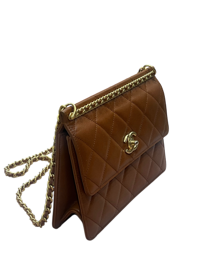 Chanel - sac à rabat cuir caviar caramel