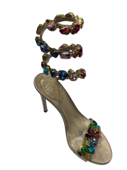 René Caovilla - sandales talon bridés à strass