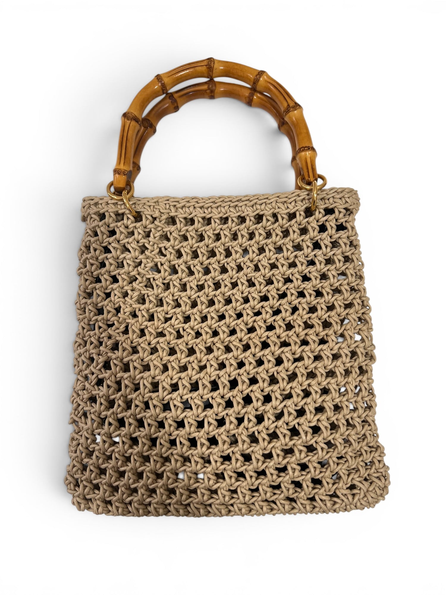 Jil Sanders - Petit sac en corde et cuir noir