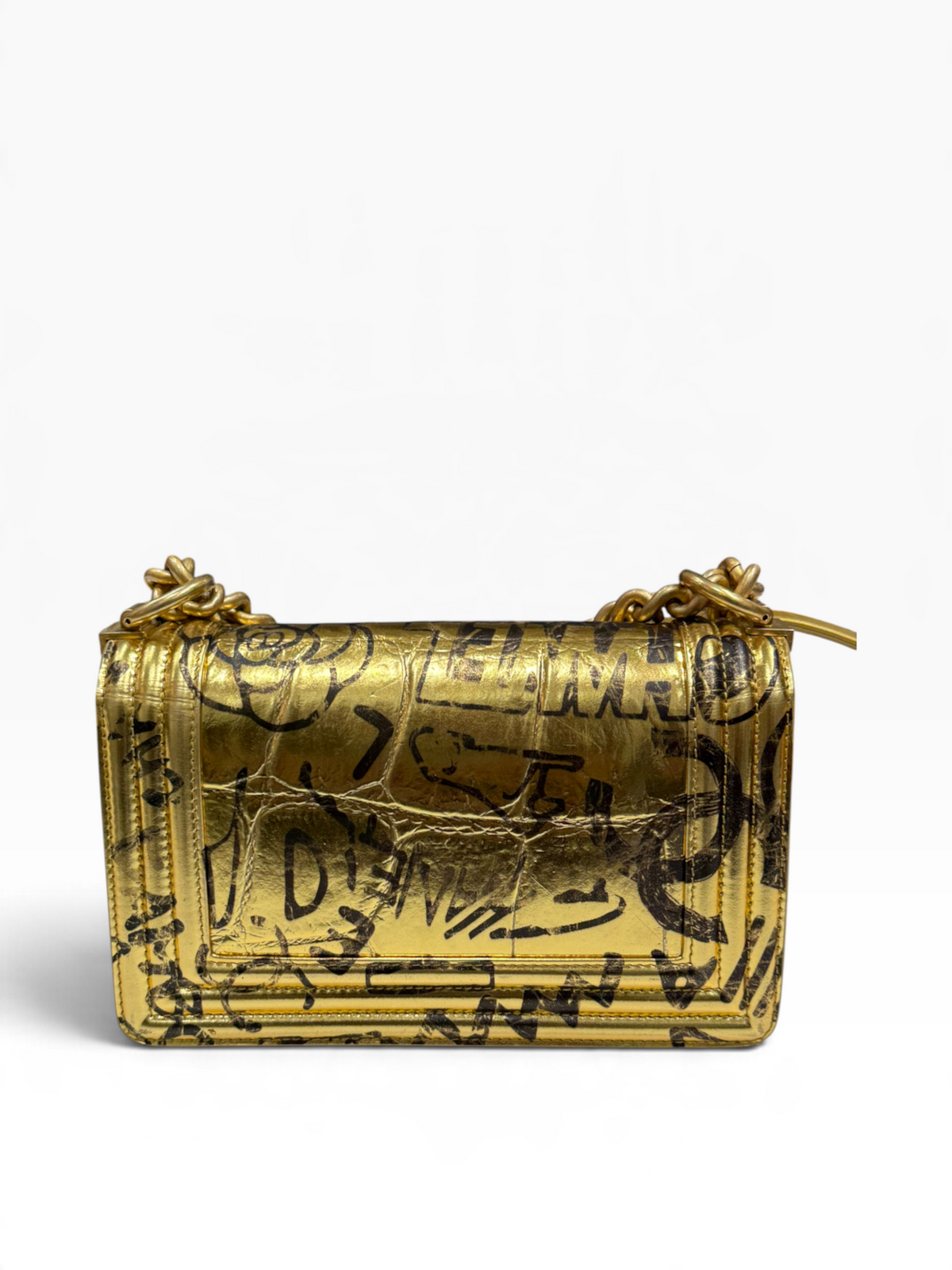 Chanel - sac boy cuir doré édition limitée graffiti