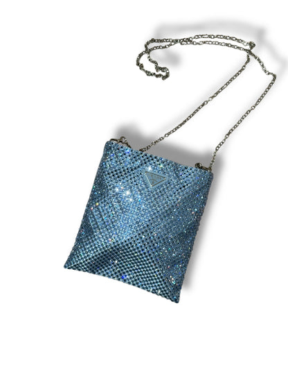 Prada - Sac strass bleu PM
