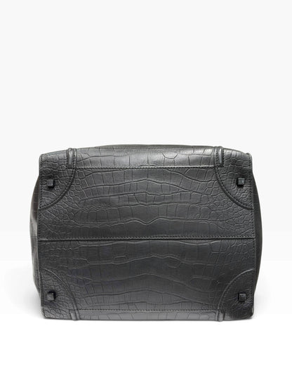 Céline - Sac Phantom Luggage cuir noir embossé croco
