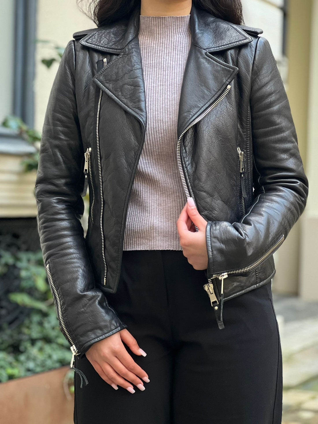 발렌시아가 - 가죽 퍼펙토 자켓 T40