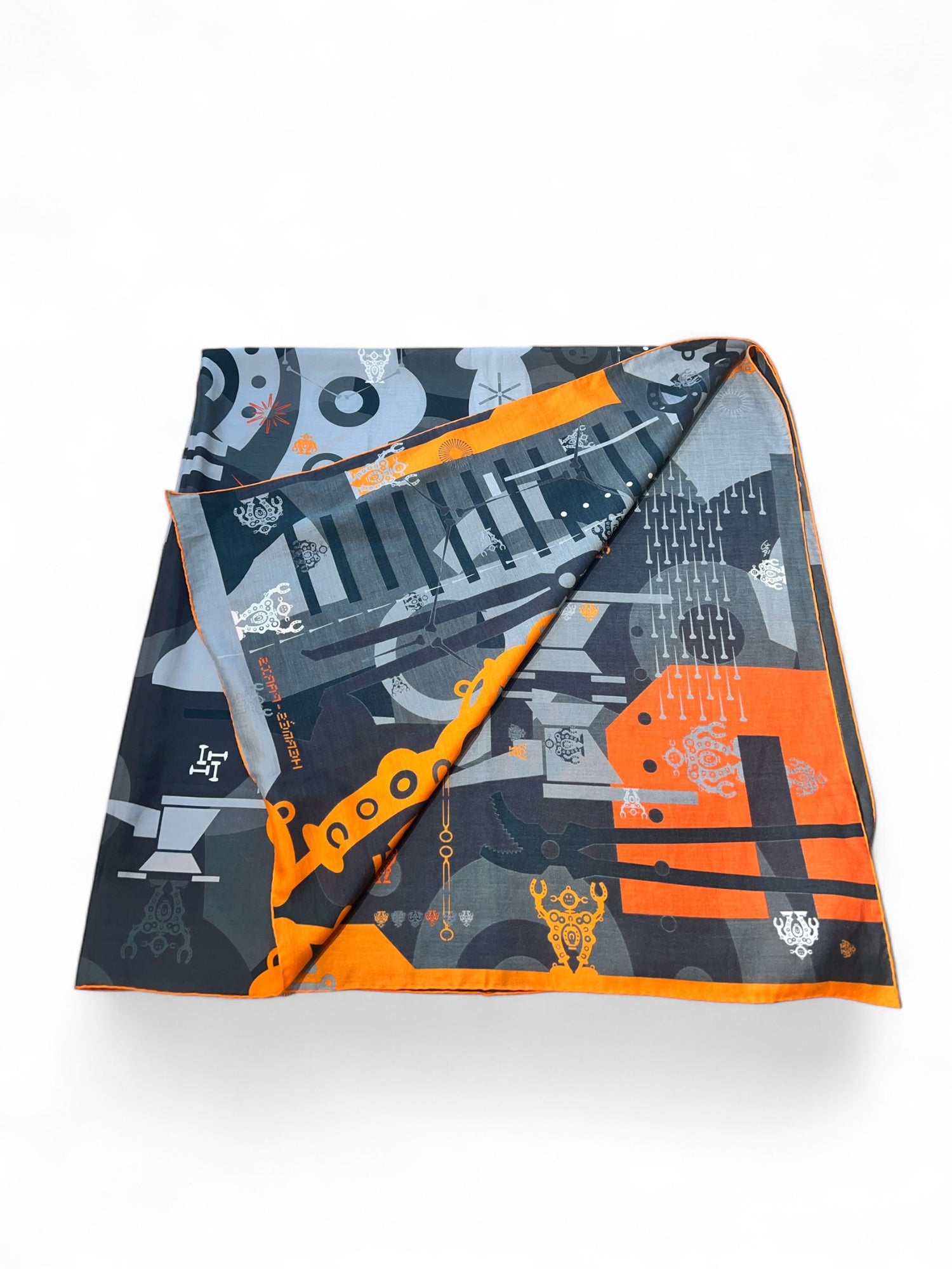 Hermès - Foulard 140 Gris et Orange