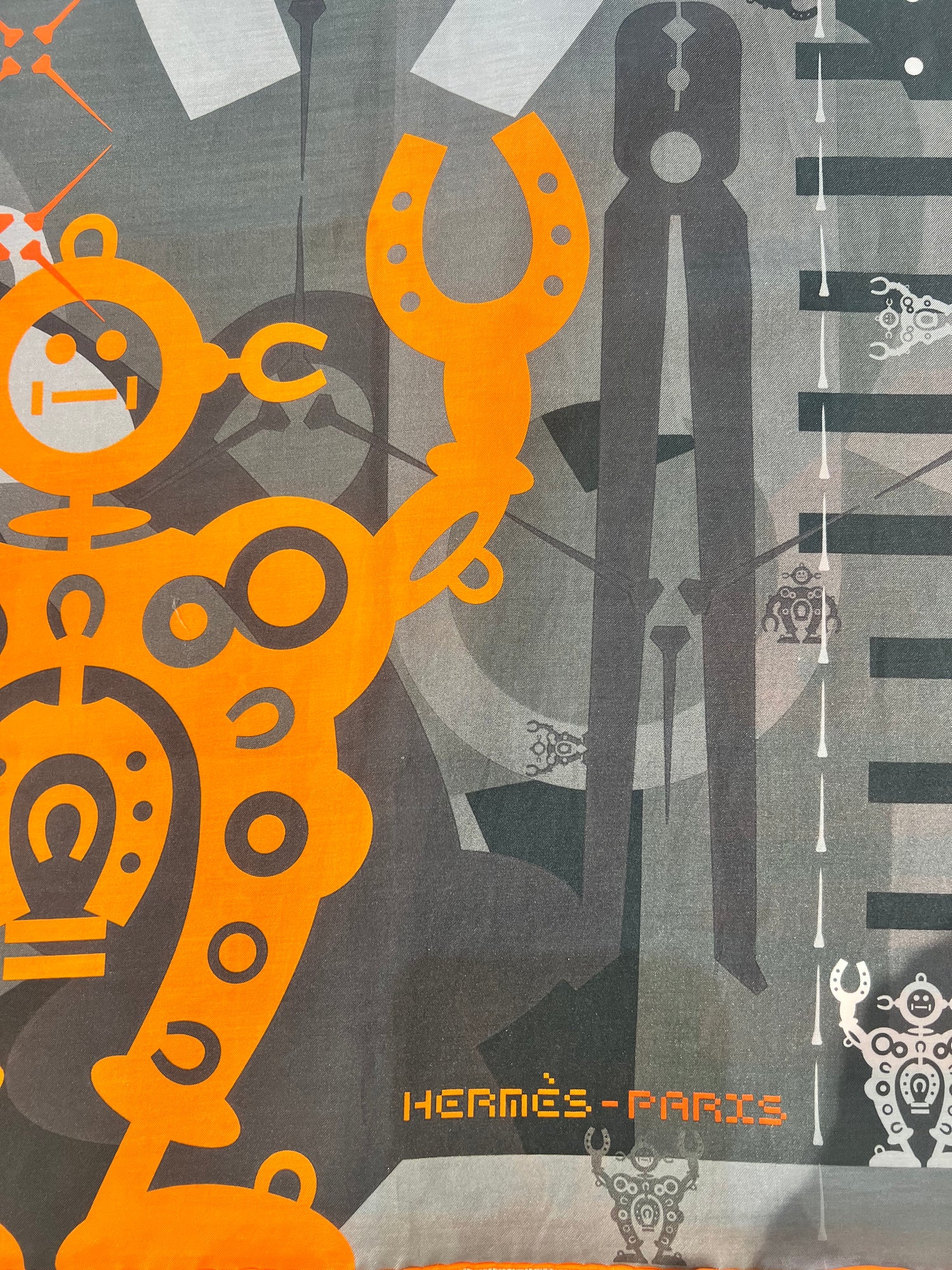 Hermès - Foulard 140 Gris et Orange