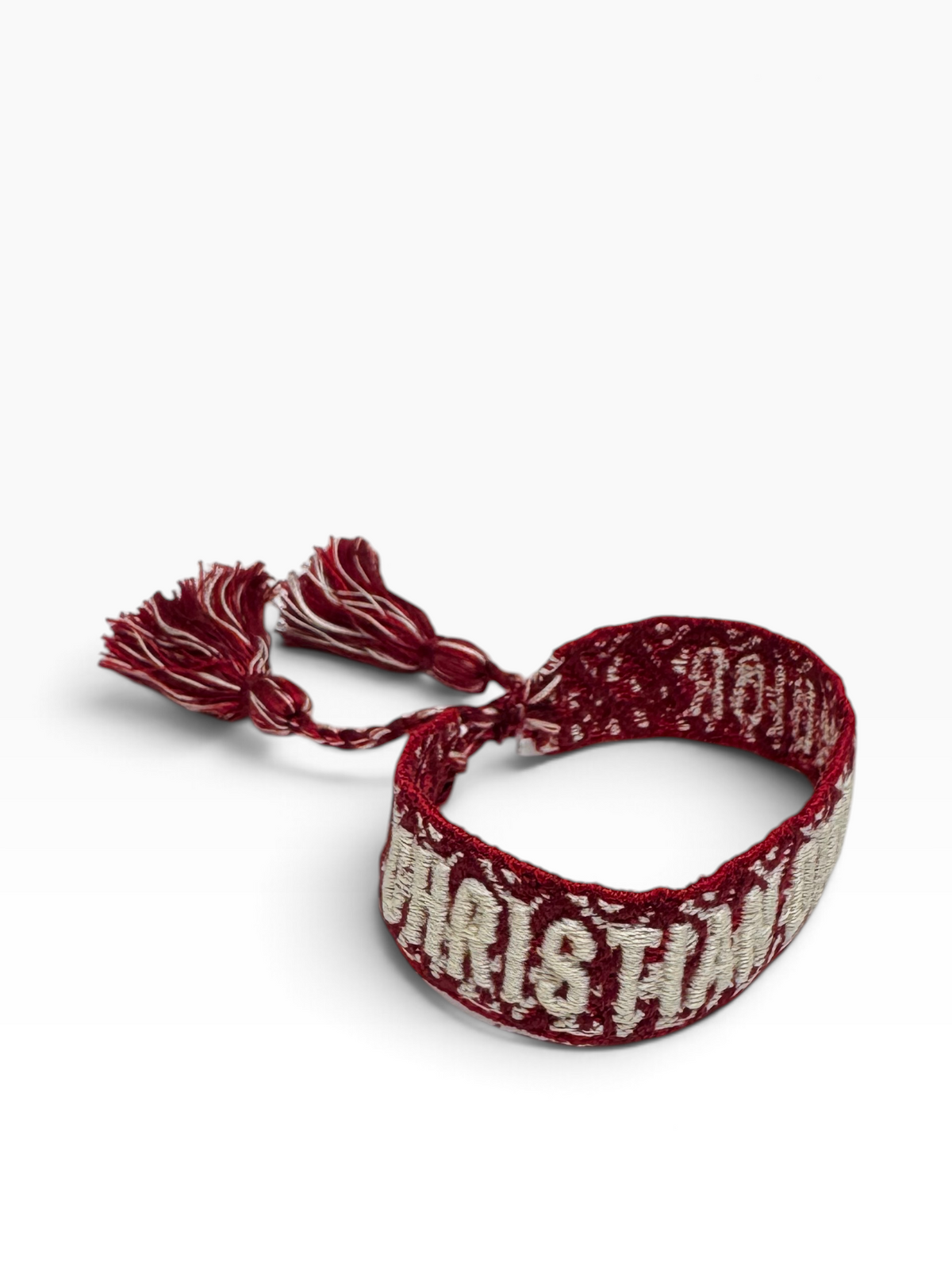 Christian Dior - Bracelet coton à motif Dior oblique bordeaux