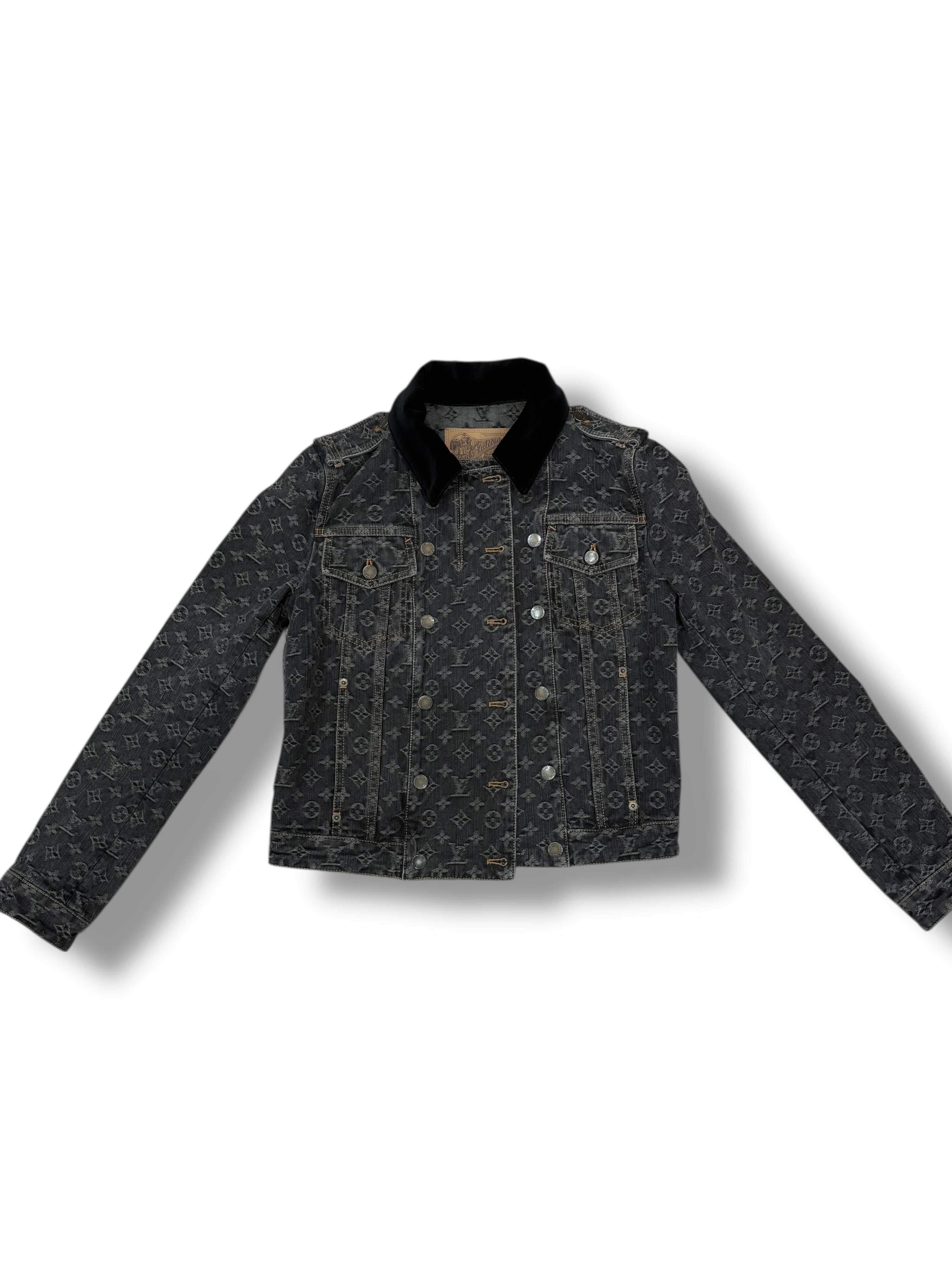 Louis Vuitton - Giacca in denim grigio con monogramma T38
