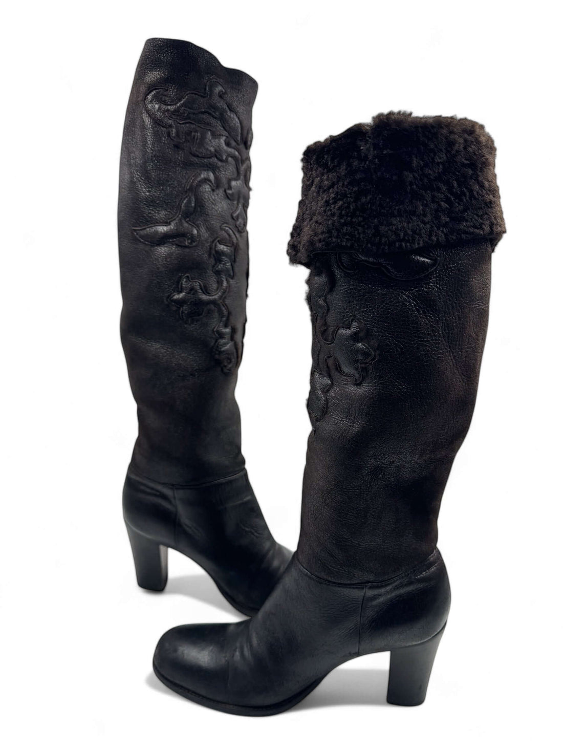 프라다 - 초콜릿 가죽 부츠 T37