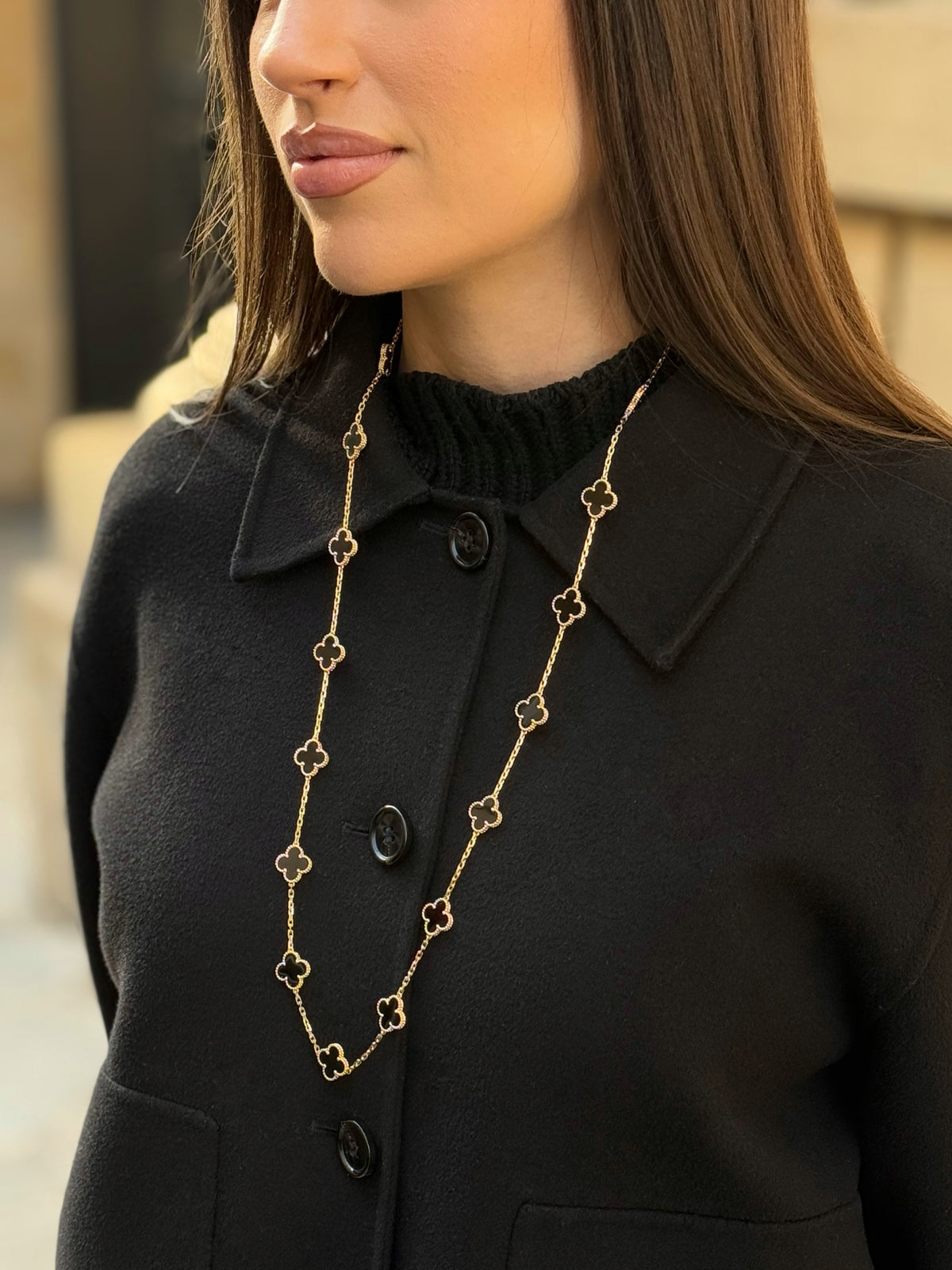 Van Cleef &amp; Arpels - Vintage Alhambra 20-Motif Onyx Long Necklace