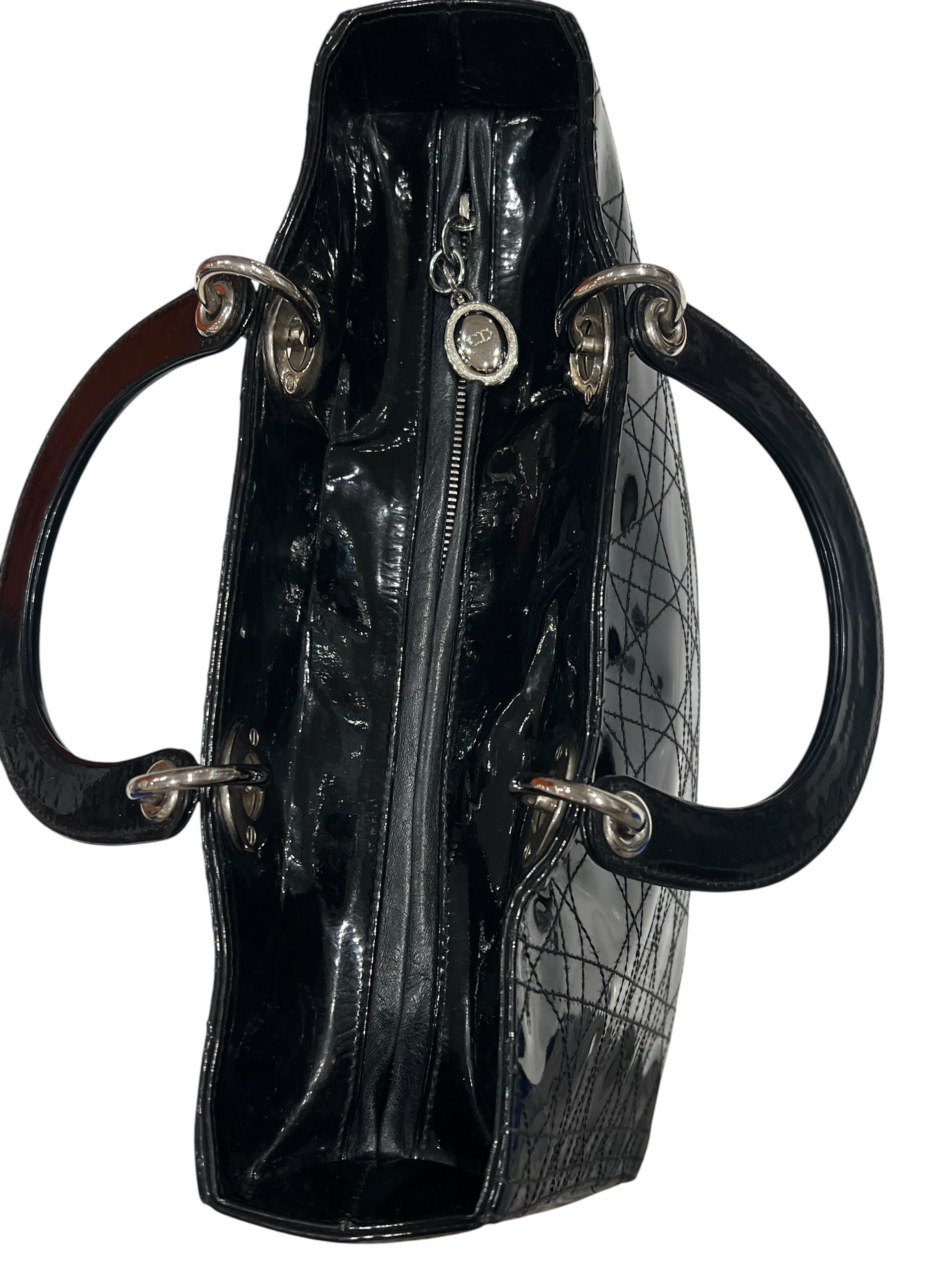 Dior - sac lady Dior cuir vernis noir vintage