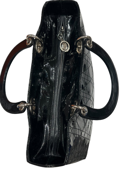 Dior - sac lady Dior cuir vernis noir vintage